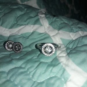 Matching authentic Pandora earrings and ring